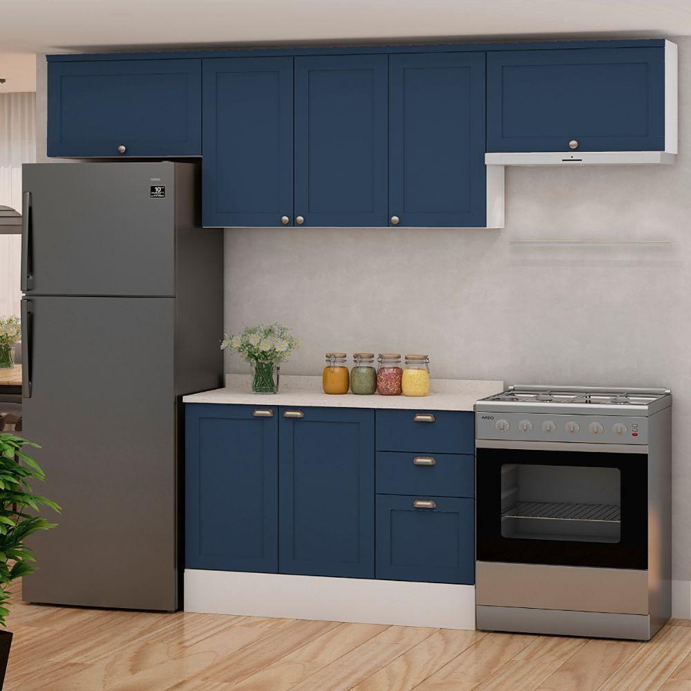 Armário De Cozinha Completo Genialflex Iluminata 4 Pçs Br Az - 1