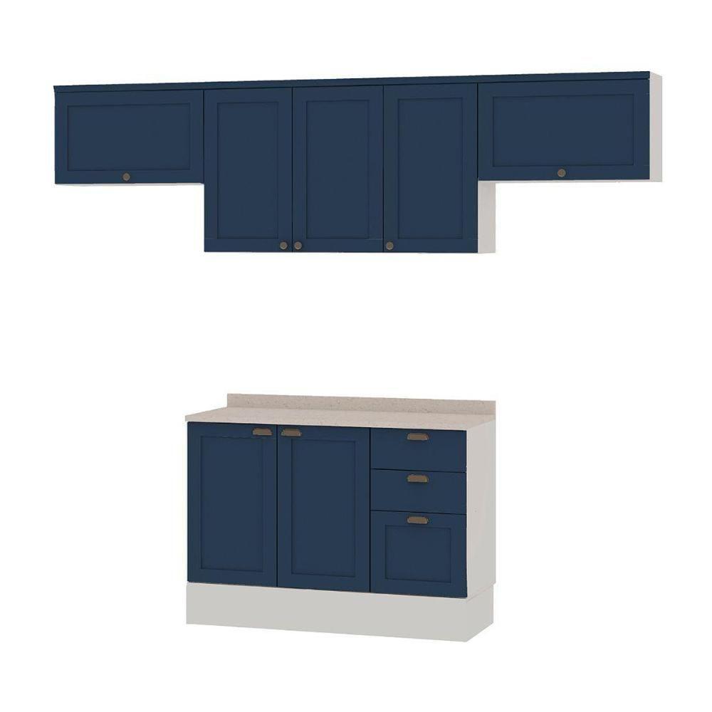 Armário De Cozinha Completo Genialflex Iluminata 4 Pçs Br Az - 2