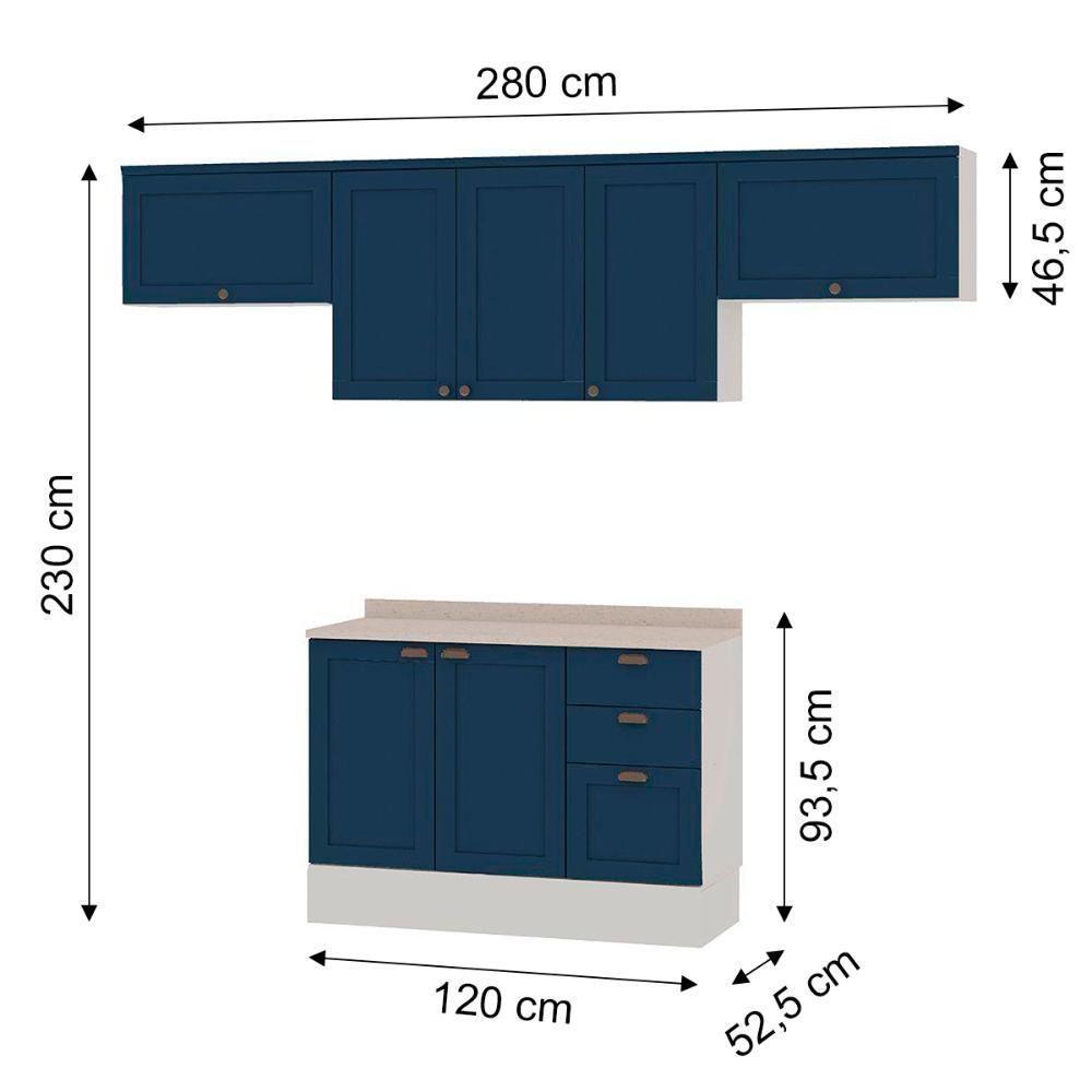 Armário De Cozinha Completo Genialflex Iluminata 4 Pçs Br Az - 3