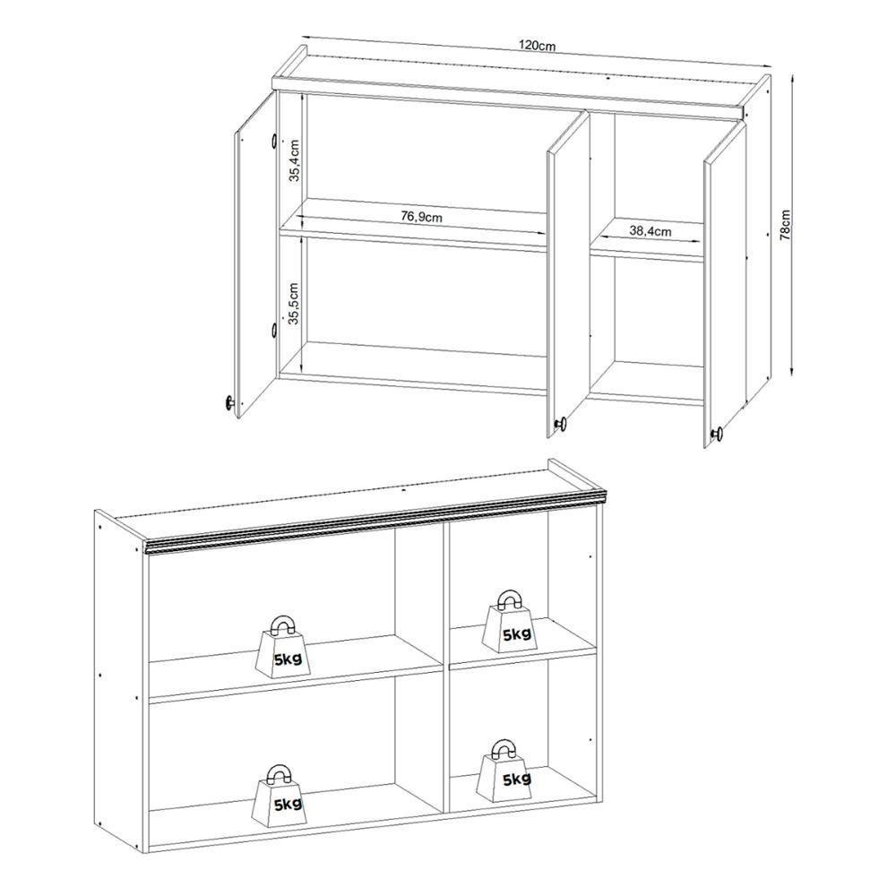 Armário De Cozinha Completo Genialflex Iluminata 4 Pçs Br Az - 6