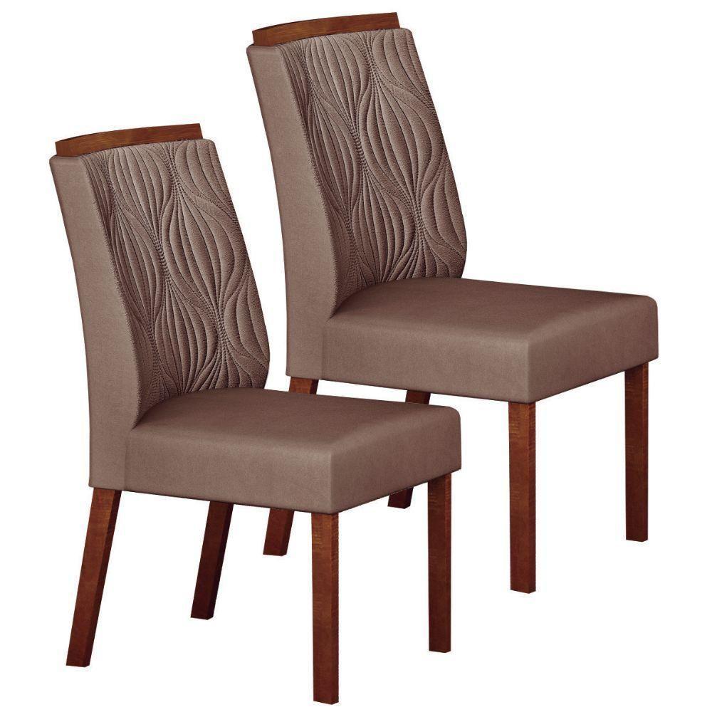 Conjunto 2 Cadeiras De Jantar Ilhéus Veludo Camurça Pés Em Madeira Maciça Leifer Móveis - 1