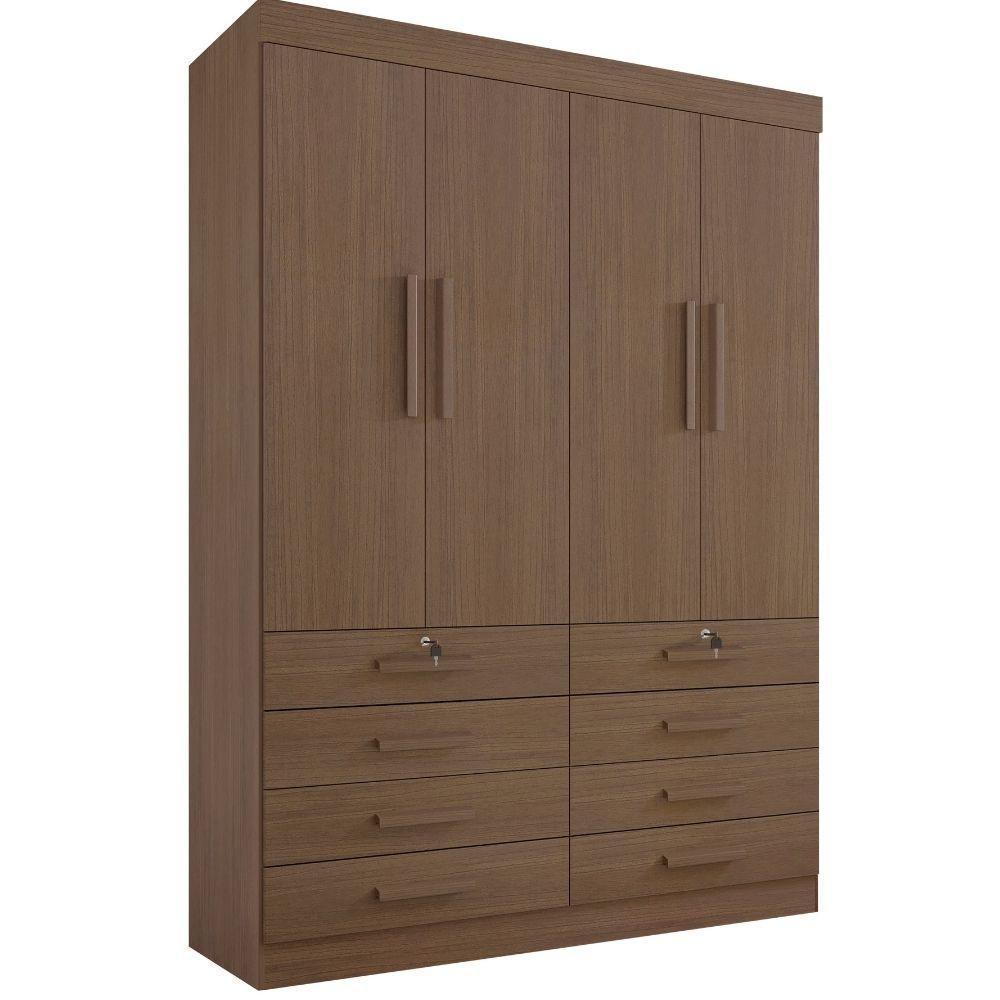 Guarda Roupa Mônaco Plus Castanho 4 Portas 8 Gavetas D?doro - 1