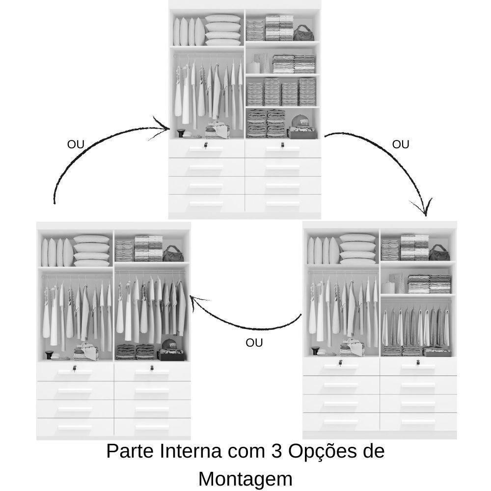 Guarda Roupa Mônaco Plus Castanho 4 Portas 8 Gavetas D?doro - 2