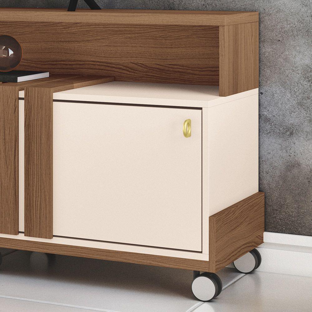 Painel Para Tv 70? Bancada Com Rodízio Karen 1.8 Castanho-off White H01 - DRossi - 8