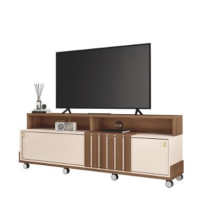 Painel Para Tv 70? Bancada Com Rodízio Karen 1.8 Castanho-off White H01 - DRossi
