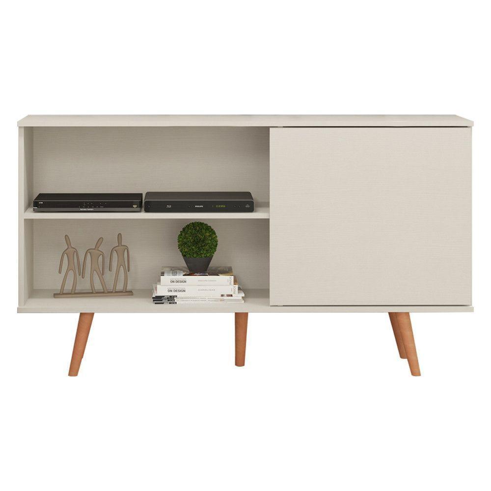 Rack Retrô Pádua Tv 60 Pol 2 Nichos 2 Portas Menu Móveis Branco - 1