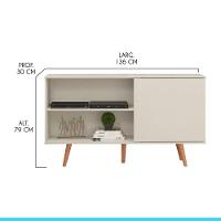 Rack Retrô Pádua Tv 60 Pol 2 Nichos 2 Portas Menu Móveis Branco