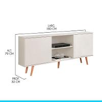 Rack Aparador P- Sala Tv 65 Pol 180 X 79 Cm Mdp Menu Móveis Branco - 3