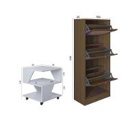 Kit Sapateira Spin Tropical 3 Portas E 2 Mesas De Cabeceira Branco-carvalho - 4