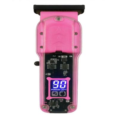 Maquina De Cortar Cabelo Transparente Visor Digital Rosa