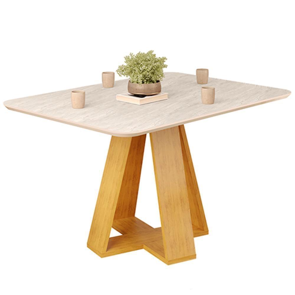 Mesa Jantar Retangular 120x90 Cm Sem Vidro Kiara Cedro Quartzo Dj Moveis Cedro Quartzo - 1