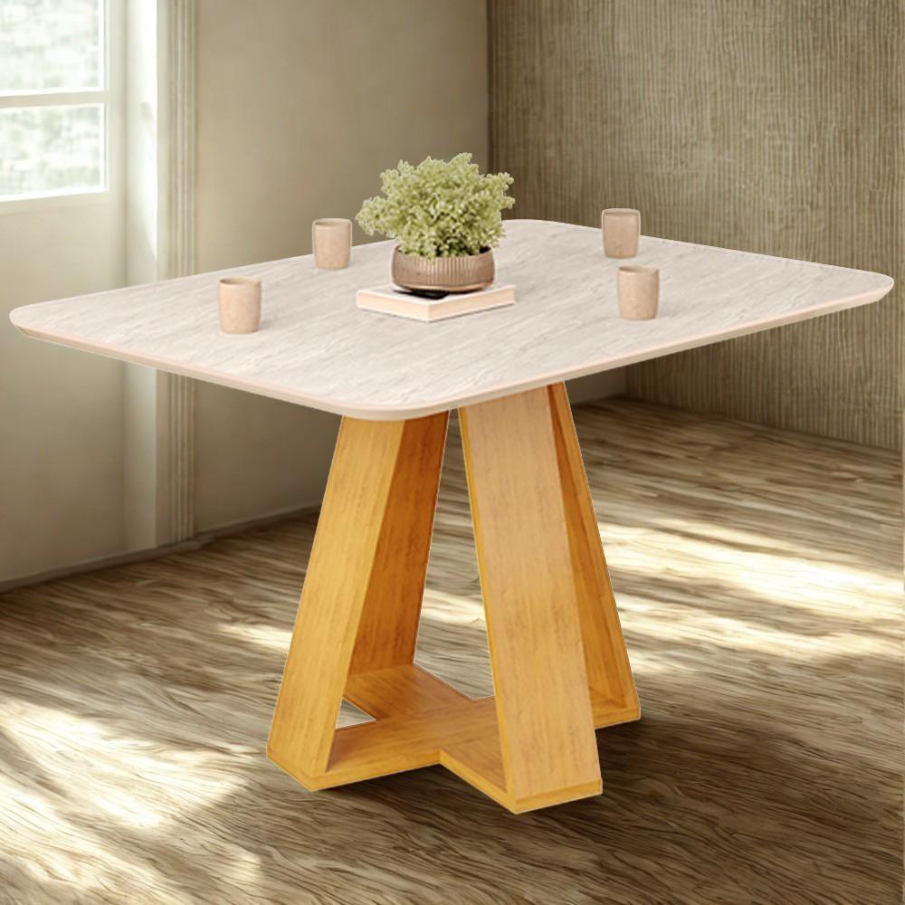 Mesa Jantar Retangular 120x90 Cm Sem Vidro Kiara Cedro Quartzo Dj Moveis Cedro Quartzo - 2