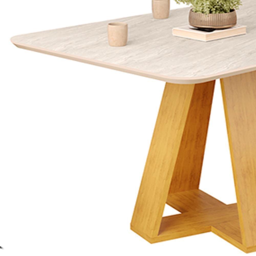 Mesa Jantar Retangular 120x90 Cm Sem Vidro Kiara Cedro Quartzo Dj Moveis Cedro Quartzo - 4