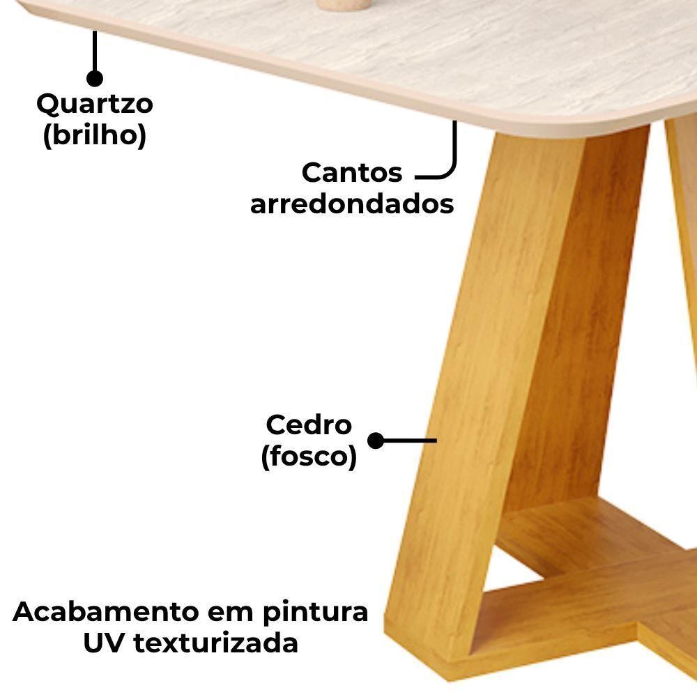 Mesa Jantar Retangular 120x90 Cm Sem Vidro Kiara Cedro Quartzo Dj Moveis Cedro Quartzo - 5