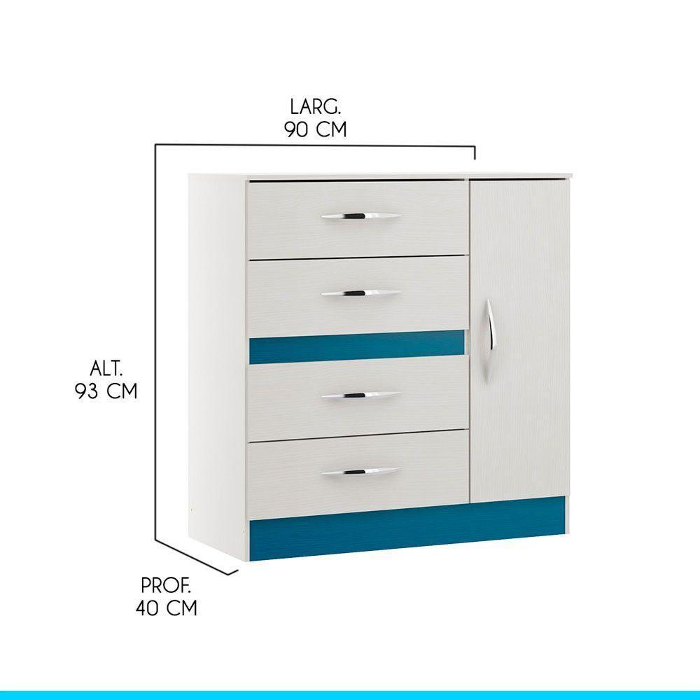 Kit Para Quarto Infantil Guarda-roupa Cômoda Mdp Menu Móveis Branco - 5