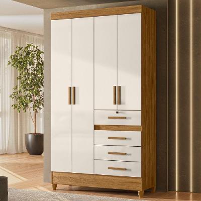 Guarda Roupa Solteiro Sobral 4 Portas Bater Freijo Off White MDP Moval Móveis