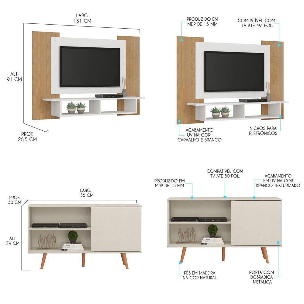 Kit Casa Sala Quarto Cozinha 6 Peças Mdp Menu Móveis Branco - 4