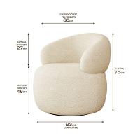 Kit 2 Poltronas Design Orgânico Moderno E Sofisticado Eloah Base Giratória Bouclé Italiano Bege