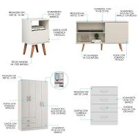 Kit Quarto Guarda Roupa Cômoda Rack Mesa 4pç Mdp Menu Móveis Branco - 2