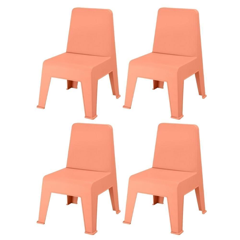 Kit 4 Cadeiras Empilhável Infantil Origami Rivatti 38,5 Cm (larg) Estrutura Polipropileno Pp Pêssego - 1