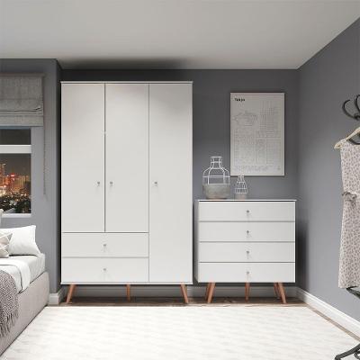 Kit Completo Quarto Guarda-roupa E Cômoda Mdp Menu Móveis Branco