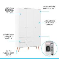 Kit Completo Quarto Guarda-roupa E Cômoda Mdp Menu Móveis Branco