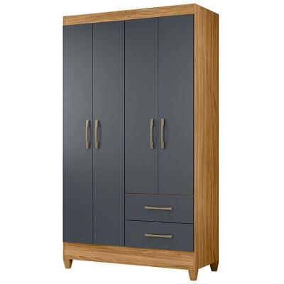 Guarda Roupa Solteiro Chile 4p 103 Cm Freijo Cinza Moval