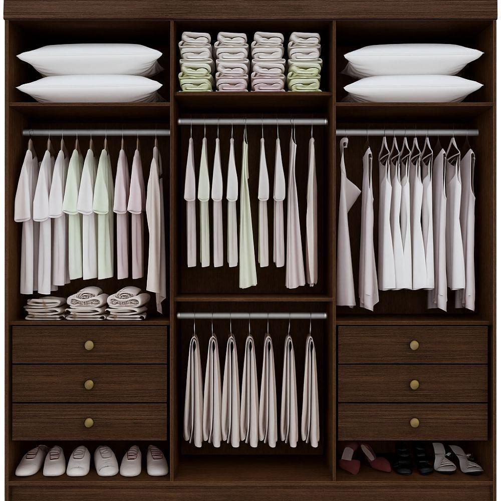 Guarda Roupa Colibri Castanho 6 Portas 6 Gavetas D?doro - 2