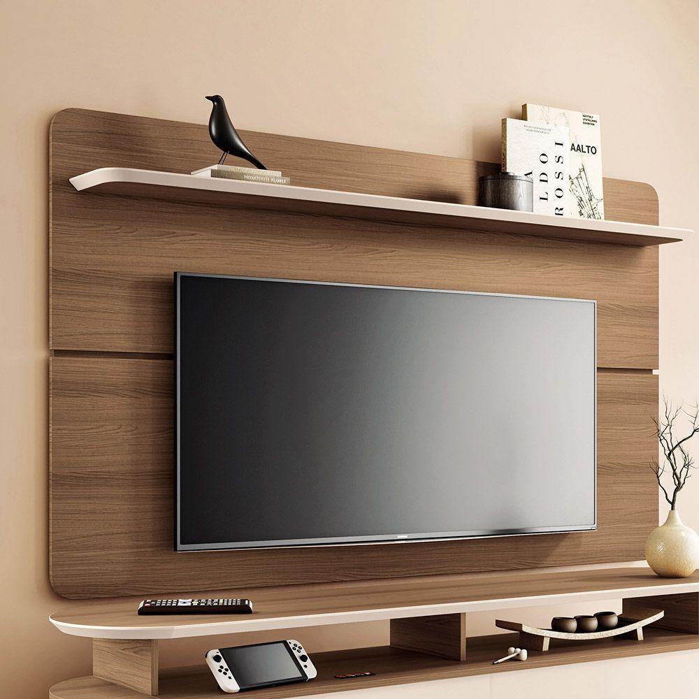 Painel Para Tv Suspenso 70 Pol 180cm Celine Castanho-off White - 2