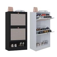 Kit 2 Sapateiras Tropical 2 Portas Multiuso Vertical Poquema Preto-branco - 1