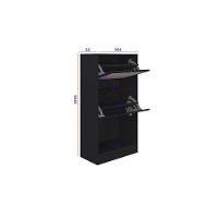 Kit 2 Sapateiras Tropical 2 Portas Multiuso Vertical Poquema Preto-branco - 4