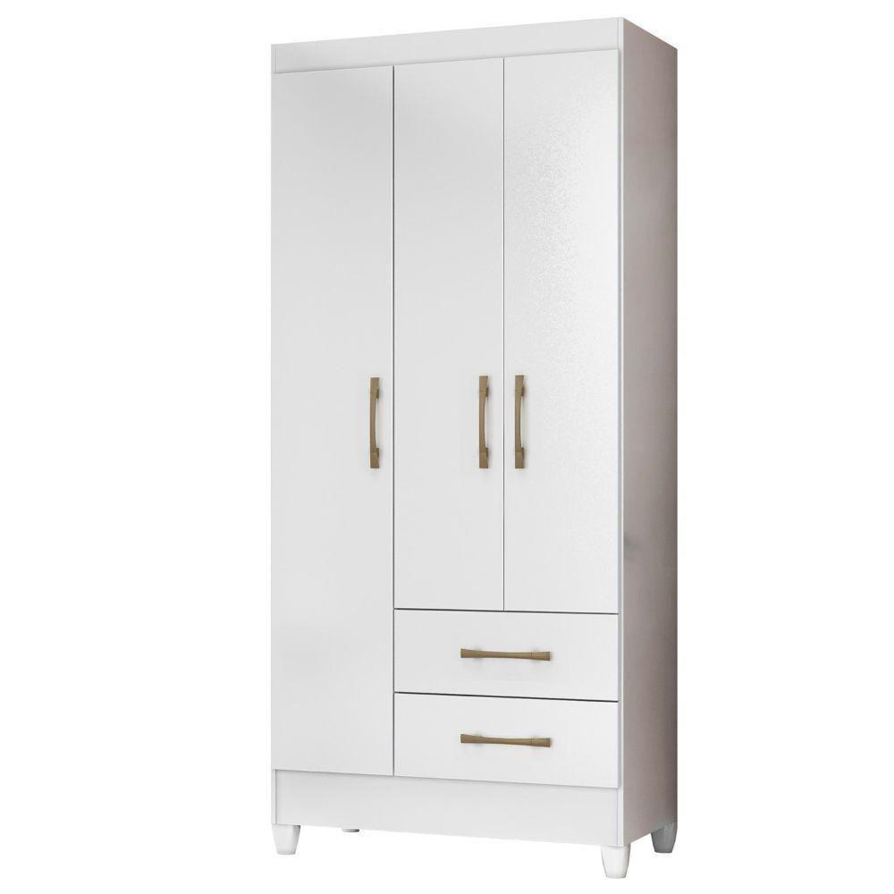 Guarda Roupa Solteiro Lima 3 Portas 182x82 Cm Branco Flex Moval Branco Flex - 1