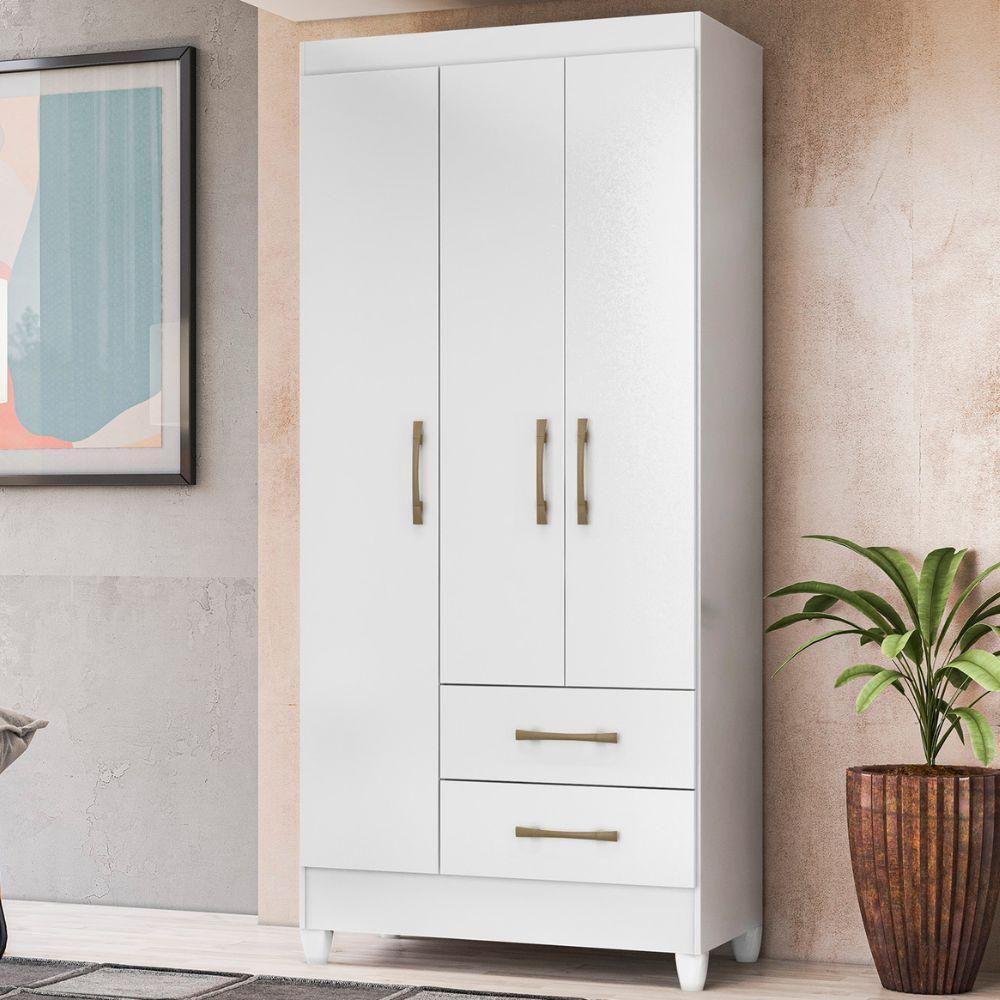 Guarda Roupa Solteiro Lima 3 Portas 182x82 Cm Branco Flex Moval Branco Flex - 8