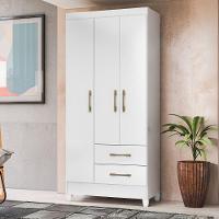 Guarda Roupa Solteiro Lima 3 Portas 182x82 Cm Branco Flex Moval Branco Flex - 6