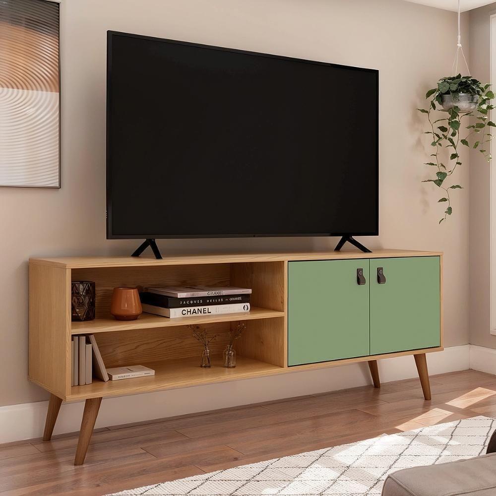 Rack Para Tv Genialflex 2 Portas 160 Cm Amber Savana Alecrim - 1