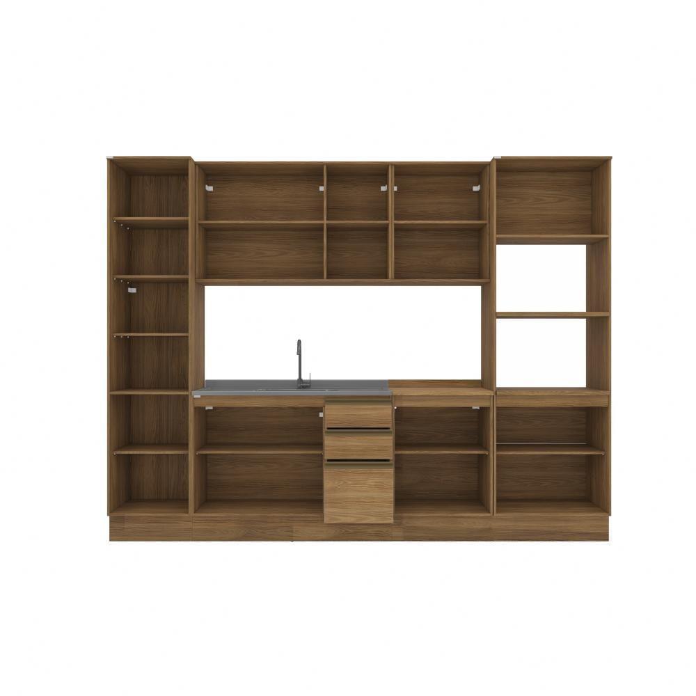 Cozinha Modulada Celeste Kappesberg 100% Mdf Nogueira 300cm - 2