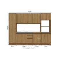 Cozinha Modulada Celeste Kappesberg 100% Mdf Nogueira 300cm - 3