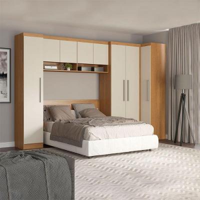 Guarda Roupa Casal Painel Cabeceira Selene 5pçs Menu Móveis Carvalho