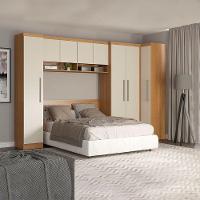 Guarda Roupa Casal Painel Cabeceira Selene 5pçs Menu Móveis Carvalho - 1