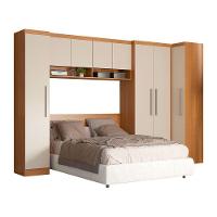 Guarda Roupa Casal Painel Cabeceira Selene 5pçs Menu Móveis Carvalho - 2