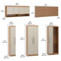 Guarda Roupa Casal Painel Cabeceira Selene 5pçs Menu Móveis Carvalho - 4