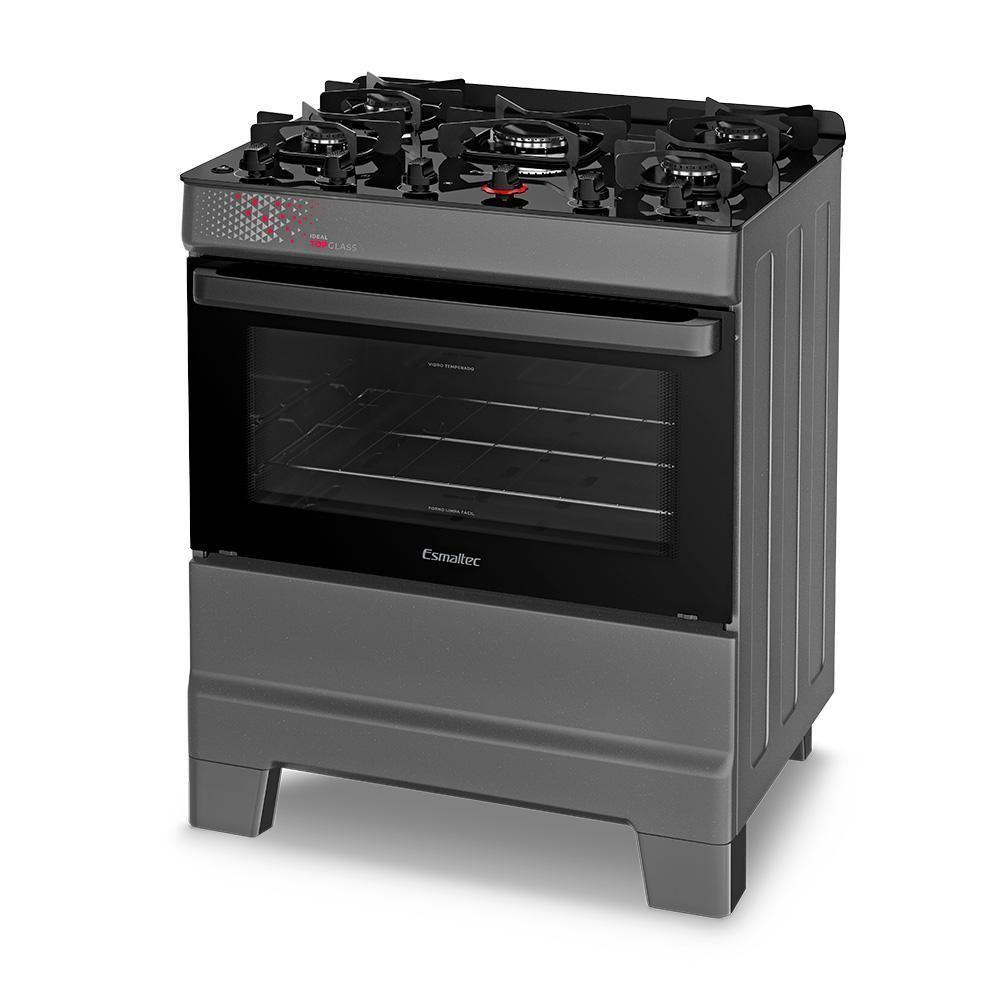 Fogão A Gás Mesa De Vidro Forno 84L Esmaltec Ideal Top Glass Titanium 5 Bocas Bivolt - 3