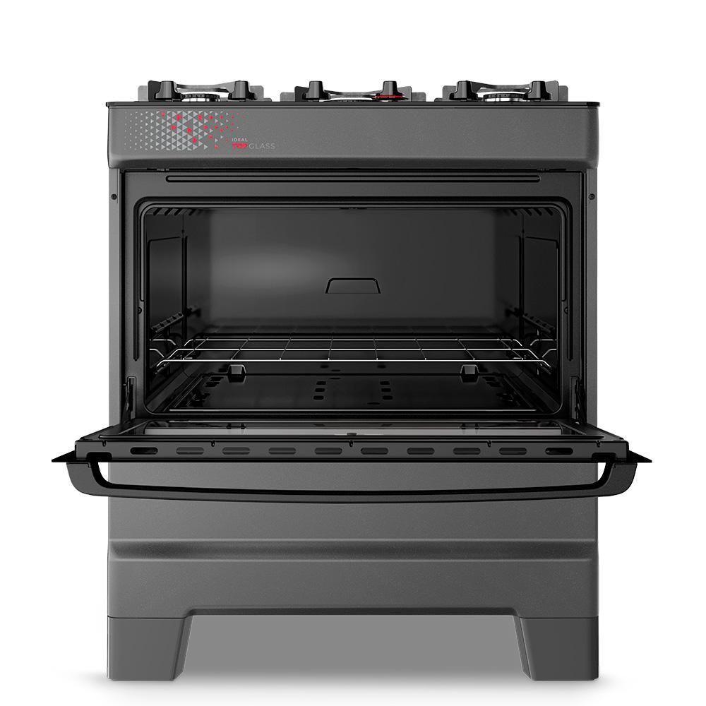 Fogão A Gás Mesa De Vidro Forno 84L Esmaltec Ideal Top Glass Titanium 5 Bocas Bivolt - 8