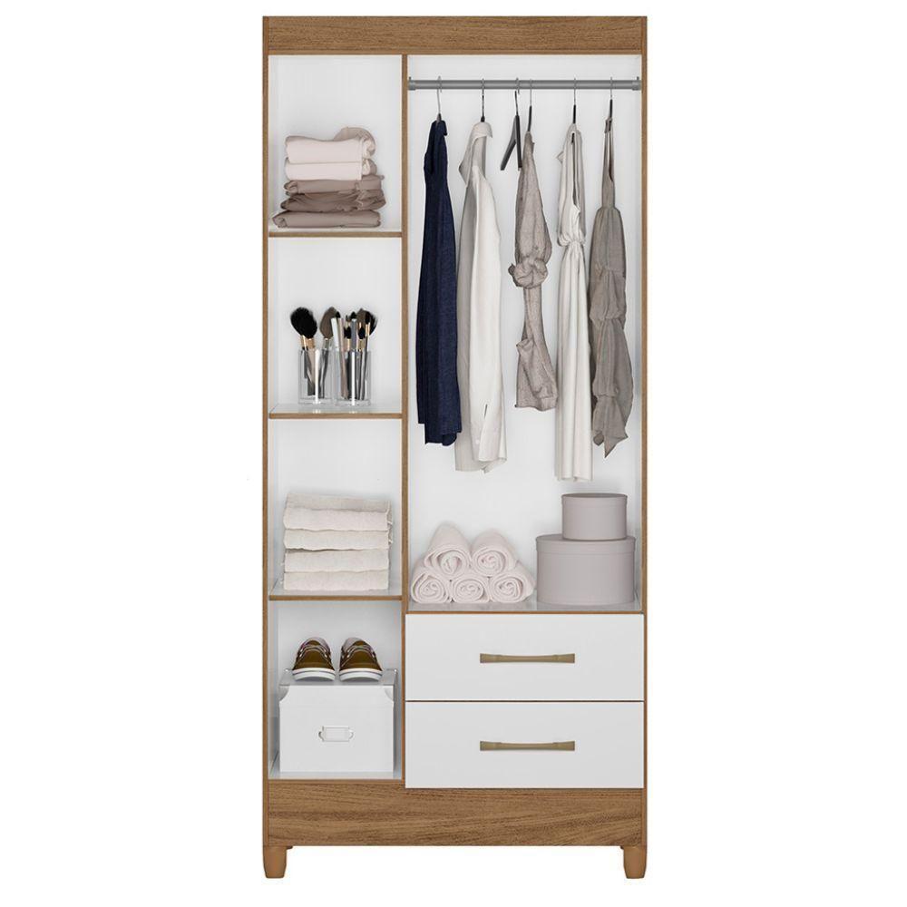 Guarda Roupa Solteiro Lima 3 Portas 182x82 Cm Naturale Branco Moval - 3