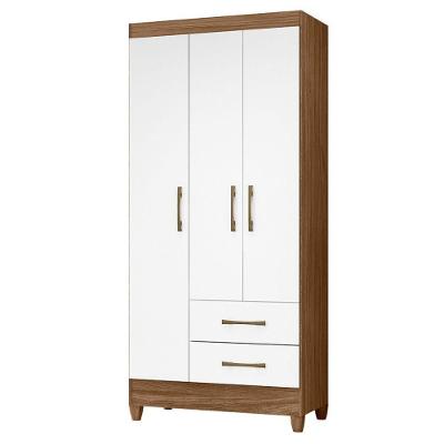 Guarda Roupa Solteiro Lima 3 Portas 182x82 Cm Naturale Branco Moval