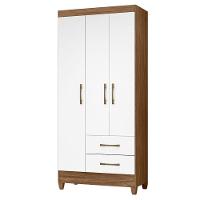 Guarda Roupa Solteiro Lima 3 Portas 182x82 Cm Naturale Branco Moval - 1
