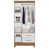 Guarda Roupa Solteiro Lima 3 Portas 182x82 Cm Naturale Branco Moval - 3