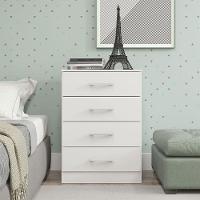 Cômoda Para Quarto Solteiro Com 4 Gavetas Mdp Menu Móveis Branco - 1