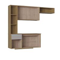 Kit Cozinha Suspensa Mel Com Balcão 163cm Poquema Móveis Damasco-off White