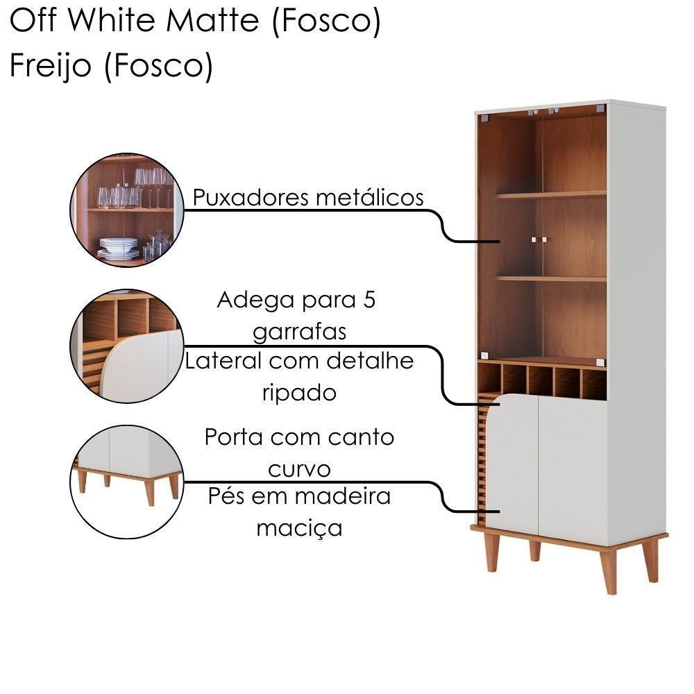 Cristaleira 4 Portas 183x70 Cm Jurere Off White Matte Freijo Colibri - 5